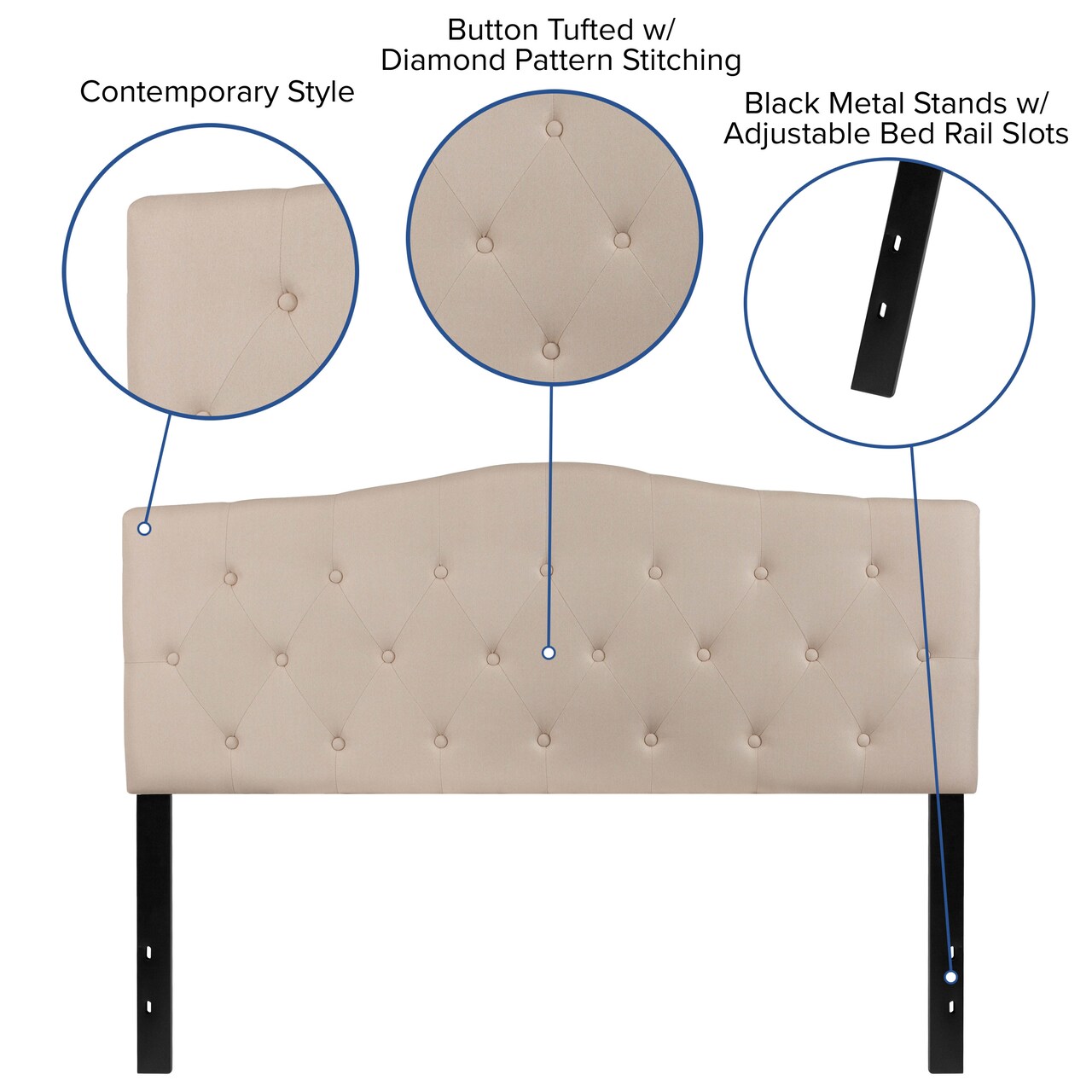 Emma and Oliver Arched Button Tufted Upholstered Headboard